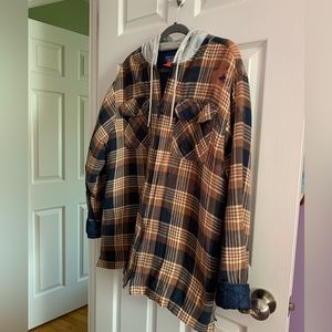 L Puritan Workwear Jacket, blue/tan plaid